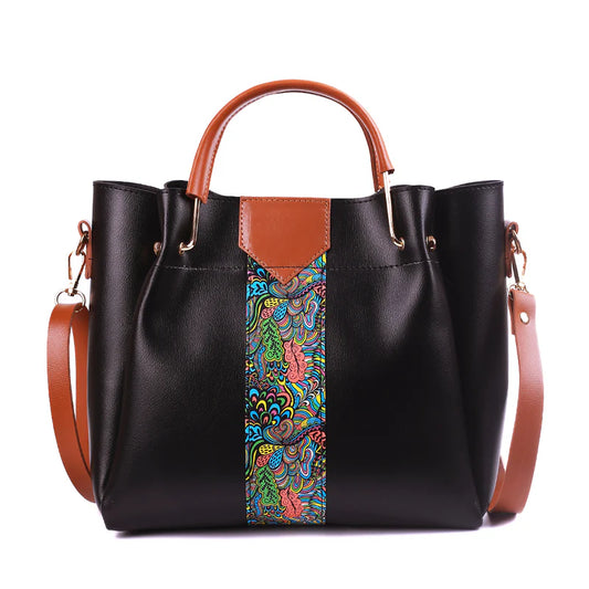 4-Piece Black Handbag Set for Women – Stylish Tote, Crossbody & Wallet Combo