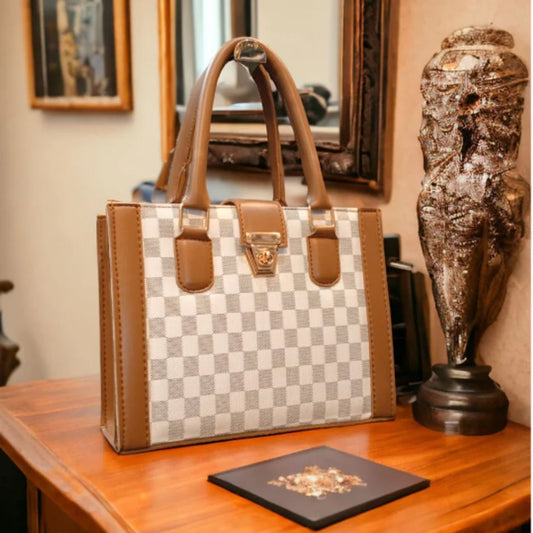 Luxury Checkered Leather Handbag for Women