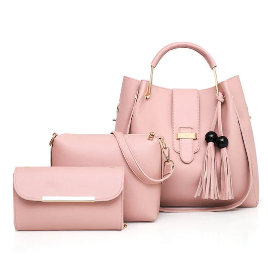 3 Pieces Pink Color Handbags | Elegant Designer Purse