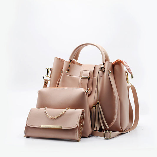 3 Pieces Pink Color Handbags | Elegant Designer Purse